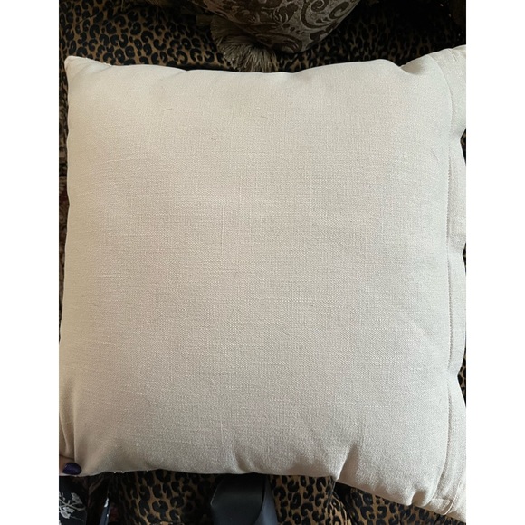 Big Beige Linen Like Material With Gold Threading Medallion Pattern Pillow - Picture 5 of 10